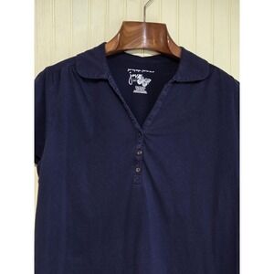 Just My Size Knit Polo Shirt Womens 2X Blue Short Sleeve Collared Plus Top